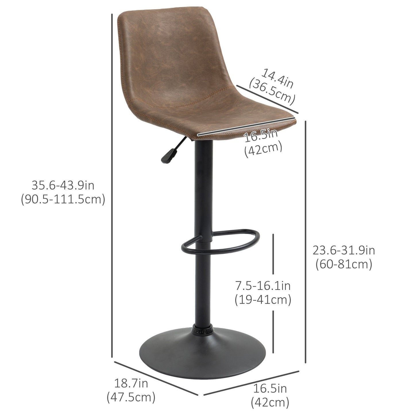 Swivel Counter Height Bar Stools Set of 2 - Brown