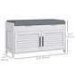 Entryway Bench with Cushion, Hidden Storage, Adjustable Shelves and Shutter Doors, 35.4" Shoe Bench, White
