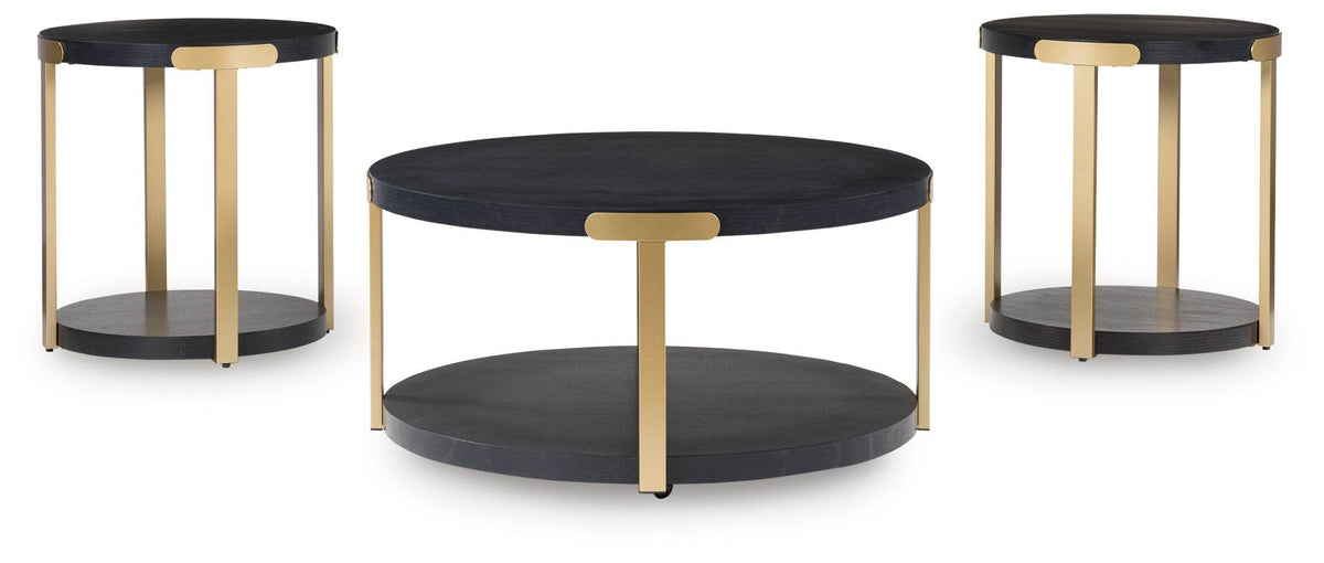 Shylore - Black / Brass Finish - Occasional Table Set (Set of 3) - Forward Furniture