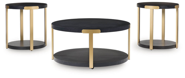 Shylore - Black / Brass Finish - Occasional Table Set (Set of 3) - Forward Furniture