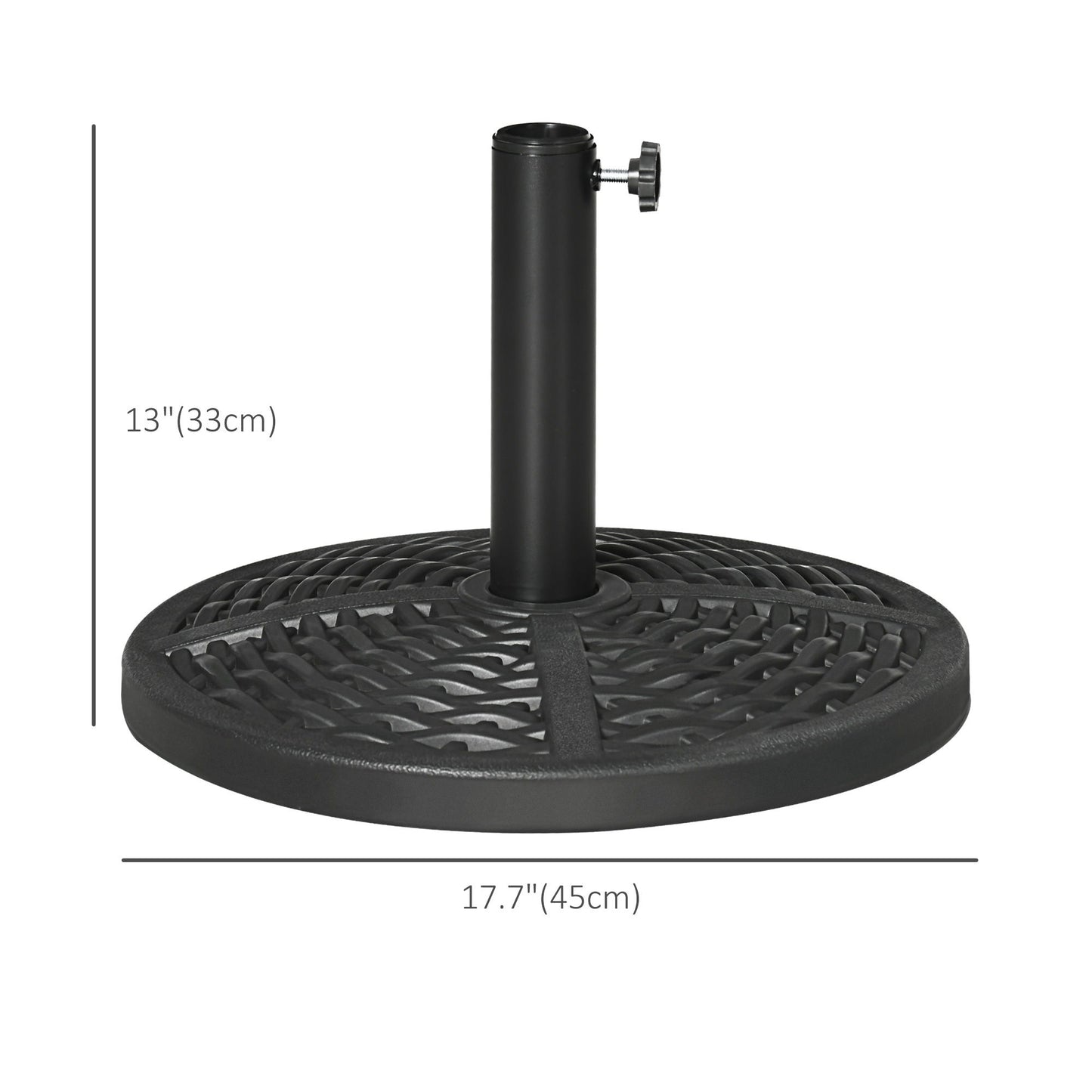 21 lbs Cement Round Market Umbrella Base Holder, 18" Heavy Duty Parasol Stand with Rattan Design for Patio, Black