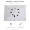 6.6x5ft Fir Wooden Patio Umbrella Square Market Parasol Tilt Mechanism 6 Ribs Garden Sunshade, Cream White