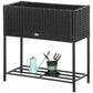 Rattan Raised Garden Boxes, Elevated Flower Beds with Storage Shelf for Herbs, Flowers, Vegetables, Black