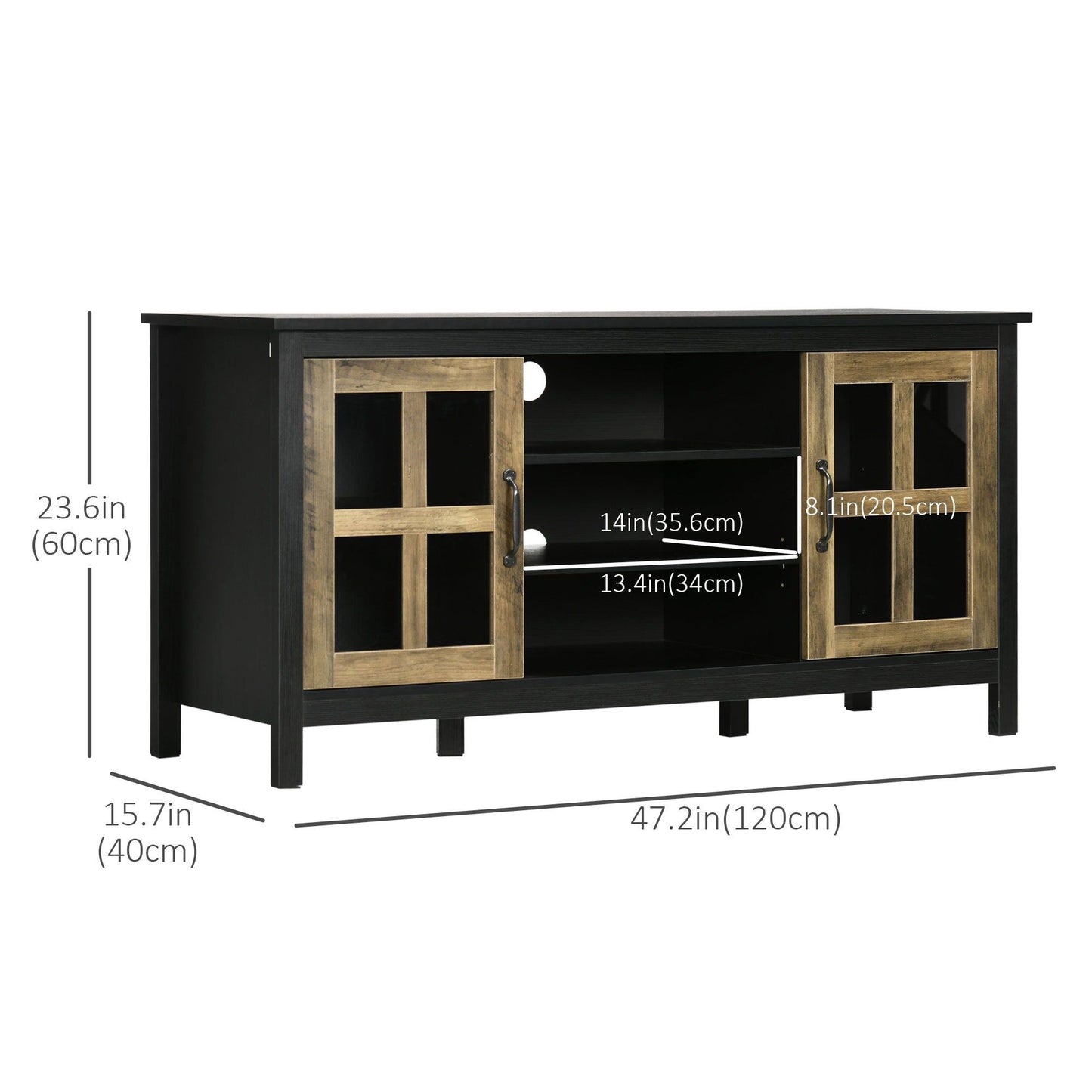 55" TV Stand with Adjustable Shelves - Black