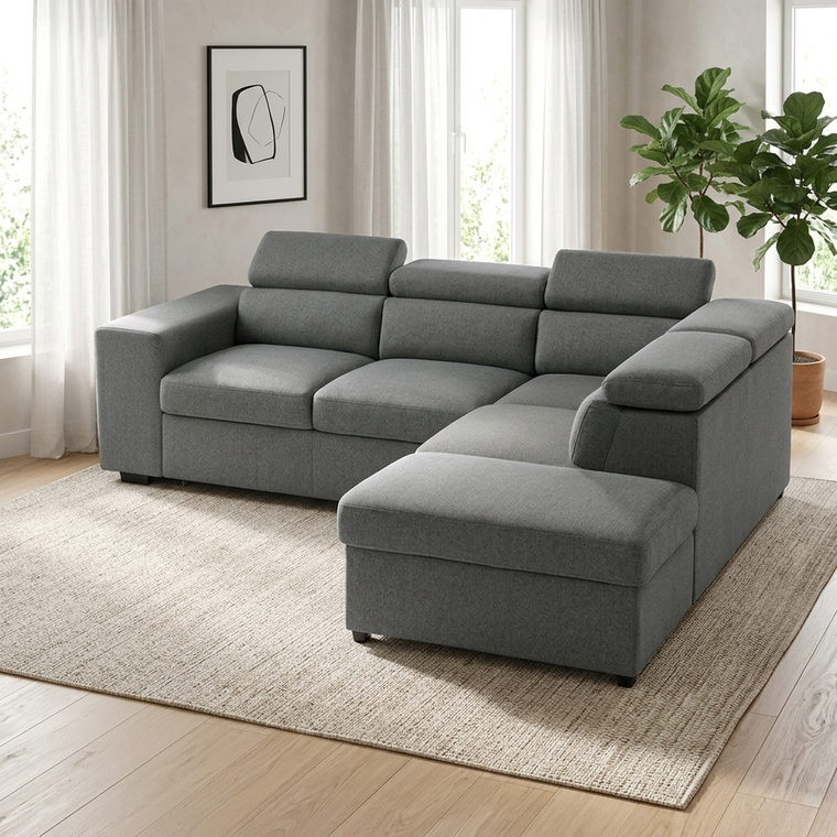 Bel Air Sectional with sleeper closed — right chaise
