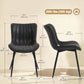 PU Leather Dining Chairs Set of 2 with Steel Legs - Black