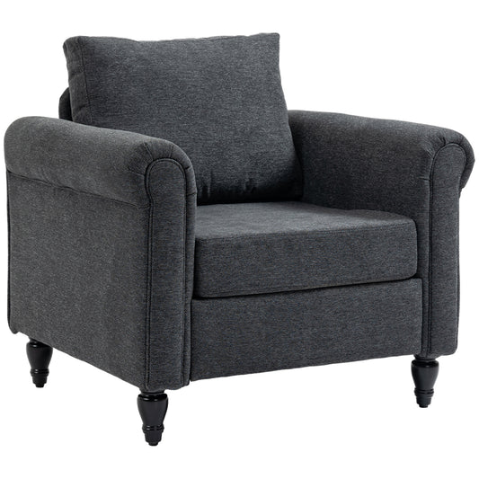 Vintage Accent Armchair with Rolled Arms - Dark Grey