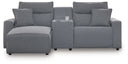 3 Pc. Power Reclining Sectional With LAF Press Back Power Chaise And Console