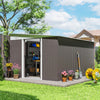 11' x 9' Steel Garden Storage Shed, Outdoor Metal Tool House with Double Sliding Doors & 2 Air Vents, Grey