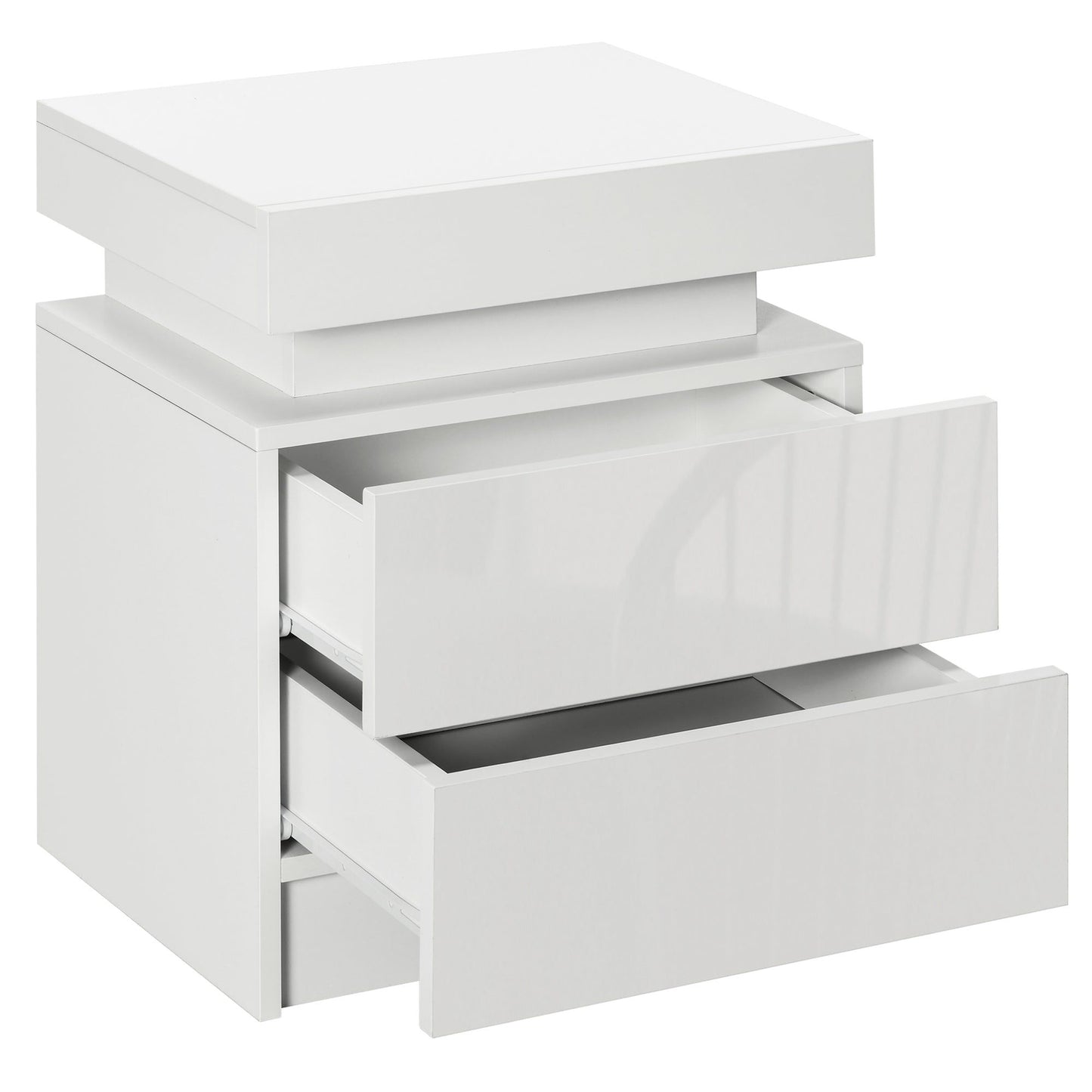 LED Nightstand with 2 Drawers - White