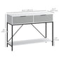 2-Tier Console Table with 2 Drawers - White