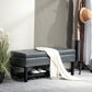 44" PU Leather Tufted Ottoman Shoe Bench Storage Chest Hallway Grey
