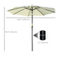 10' x 8' Round Market Umbrella, Patio Umbrella with Crank Handle and Tilt, Outdoor Parasol for Garden, Beige