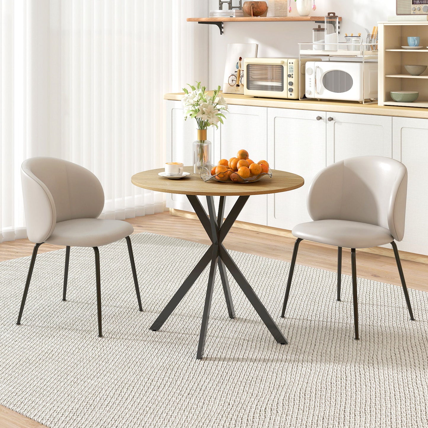 31.5" Industrial Round Dining Table - White Oak