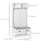 Coat Rack Shoe Bench, Hall Tree with Bench and Shoe Storage, Entryway Bench with 4 Hooks, 2 Drawers, 2 Shelves, White