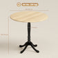 Dining Table for 2-4 People, Modern Round Kitchen Table with Pedestal Steel Base, 80cm, Natural Wood and Black