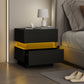Bedside Table with Charging Station and LED Light Modern Nightstand with USB Ports AC Outlets Drawers Remote, Black