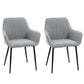 Dining Chairs Set of 2, Upholstered Linen Fabric Accent Chairs with Metal Legs, Light Grey