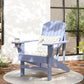 Classic Adirondack Chair Muskoka Chair, Garden Deck Chair with Cup Holder for Patio, Indoor, Backyard, Grey