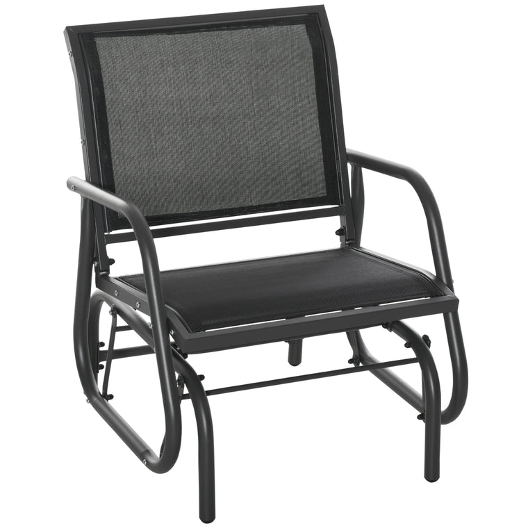 Black Glider Chair with Mesh Seat and Metal Frame