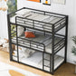 Metal Twin Size Triple Bunk Bed with Guard Rails and Easy Assembly, Double-Decker Bed for Compact Rooms, 78.5" L x 42" W x 78" H, Black