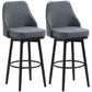 Extra Tall Bar Stools Set of 2, Modern 360° Swivel Barstools, Dining Room Chairs with Steel Legs Footrest, Charcoal Grey