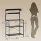 Kitchen Baker's Rack with Power Outlet, Coffee Bar Station with Adjustable Shelves and Hooks, Distressed Black