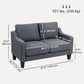 Linen Loveseat Sofa with Pocket Spring - Charcoal Grey