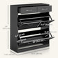 Narrow Shoe Storage with 2 Flip Drawers and Adjustable Shelves Shoe Cabinet Organizer for 12 Pairs of Shoes, Black