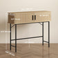 Narrow Console Table with Storage - Oak and Black