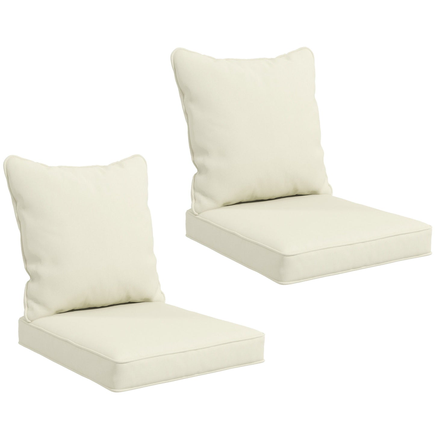 Seat Cushion Back Pillows Replacement Set of 2, Patio Chair Cushions Set for Indoor Outdoor, Cream White