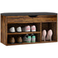 Shoe Bench Entryway Storage Rack with Padded Cushion, Hidden Storage for Hallway, Living Room, Rustic Brown