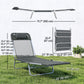 Folding Lounge Chair, Portable Tanning Chair with Adjustable Backrest, Pillow for Beach Poolside Patio, Dark Grey