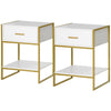 Nightstands Set of 2 with Drawer and Shelf - White