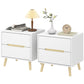 Nightstands Set of 2, Bedside Table with 2 Drawers, Modern Side End Table with Solid Wood Legs for Bedroom, White