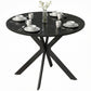 39" Round Dining Table with Steel Legs - Black Wood Grain
