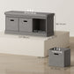 Shoe Storage Bench with Seat, Entryway Bench Seat with Cushion, 3 Fabric Drawers for Hallway, Dark Grey