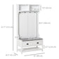 Hall Tree Shoe Bench with 4 Hooks and Drawers - White