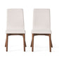 Set of 2 Scandinavian Dining Chairs with Solid Rubberwood Legs, High Back, Contemporary Fabric Side Chairs, 20" L x 21.5" W x 35.5" H, Beige