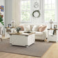 Side Table with Storage, Farmhouse End Table with Drawer, Open Shelf and Barn-style Panel, Nightstand for Living Room, Bedroom, White