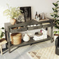 Farmhouse Entryway Table with Wide Top and Open Bottom Shelf, Minimalist Console with Adjustable Feet, 59'' L x 14'' W x 31.5'' H, Gray