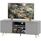 TV Stand with Storage for 55 Inch TV, Modern TV Cabinet with 2 Open Shelves and 2 Cabinets for Living Room, Grey