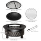 Outdoor Fire Pit, Firepit with Grill Net, Mesh Lid, Poker, for Camping, Bonfire, Picnic, Bronze