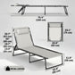 2 PCs Folding Lounge Chairs, Adjustable Chaise Lounges with Headrest for Camping, Hiking, Cream White