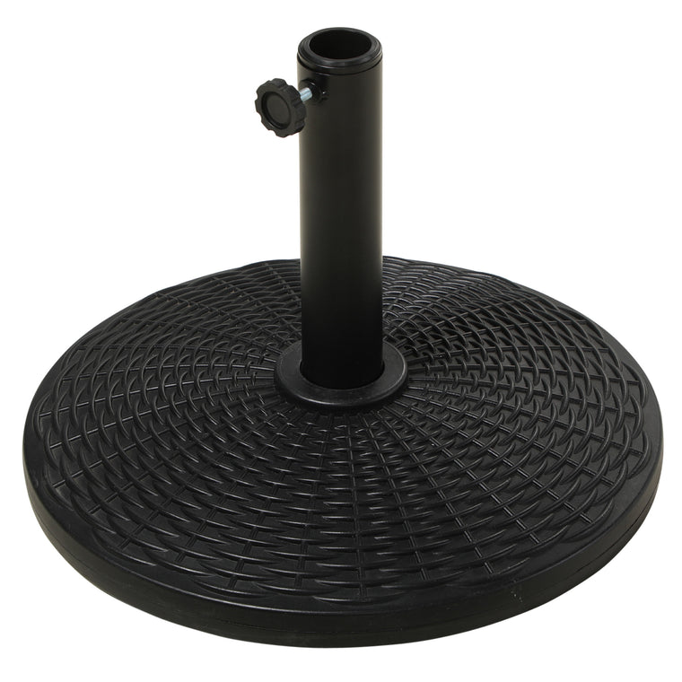 25 lb Black Round Umbrella Base with Rattan Design