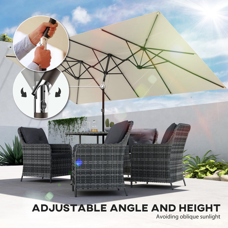 White Double-Sided Umbrella with Adjustable Height & 12 Ribs