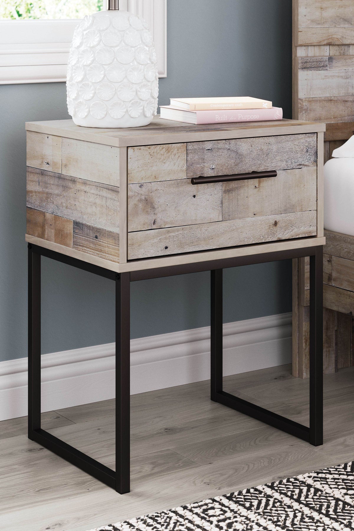 Neilsville - Whitewash - One Drawer Night Stand - Vinyl-Wrapped - Forward Furniture