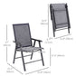 4-Piece Folding Chair Set for Relaxing on Patio Balcony Garden, Comfortable Outdoor Furniture with Armrests, Dark Grey