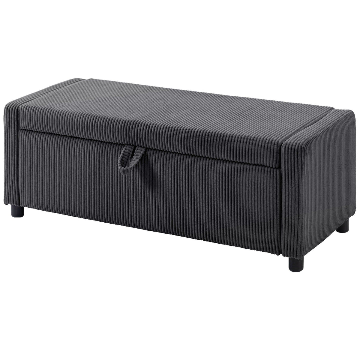 Corduroy Storage Ottoman End of Bed Bench - Dark Grey