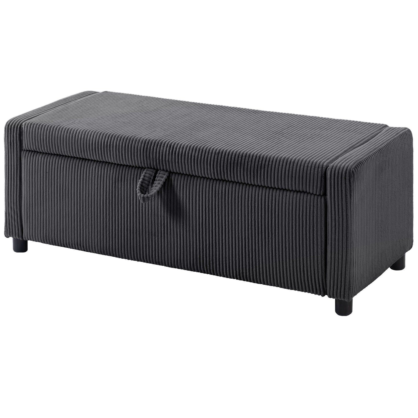 Corduroy Storage Ottoman End of Bed Bench - Dark Grey